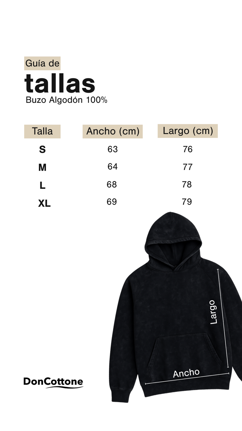 Size chart for Hoodie Abstract Hombre