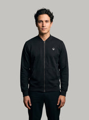 Hombre con la Chaqueta Full Zip Origen Negra de DonCottone, vista frontal